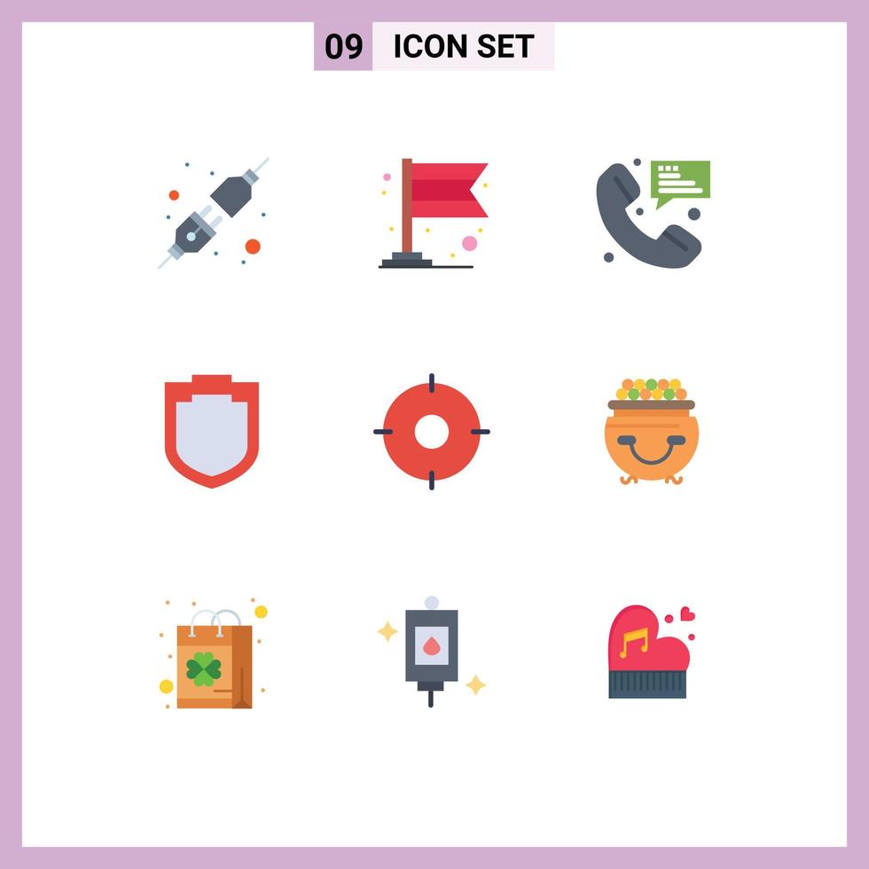 Modern Set of 9 Flat Colors and symbols such as target military message circle security Editable Vector Design Elements