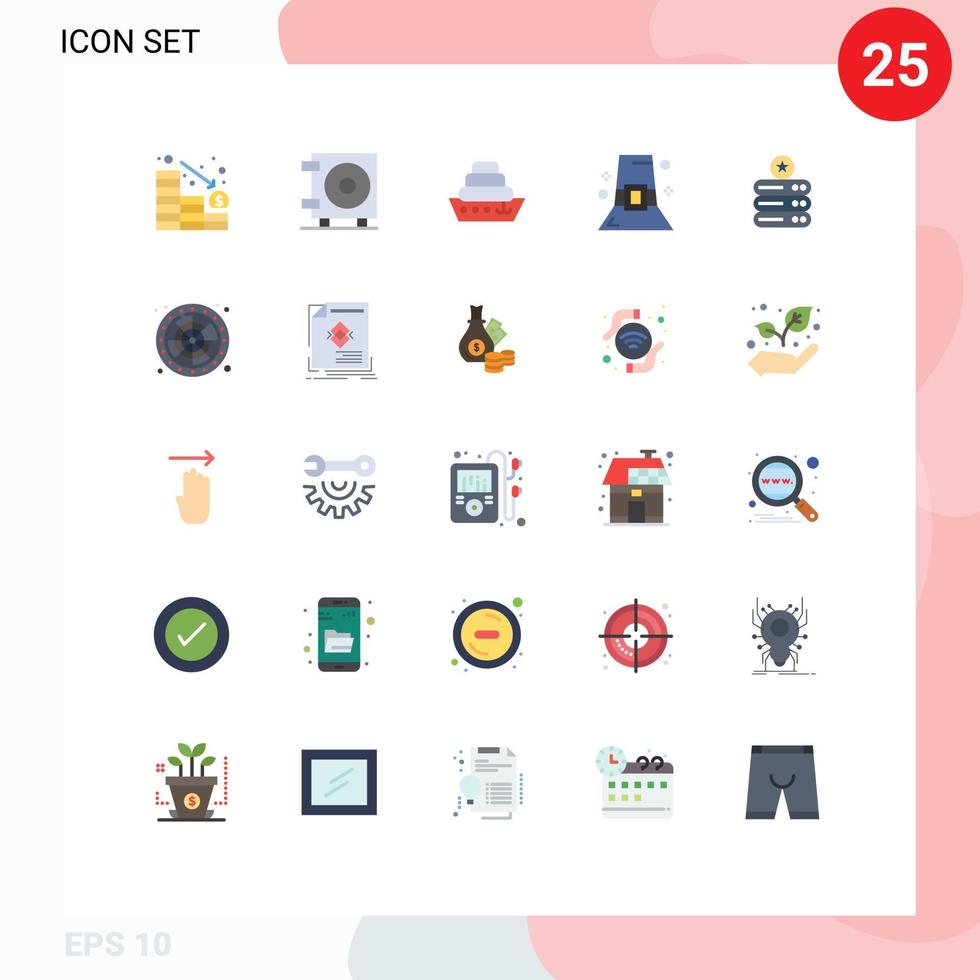 Stock Vector Icon Pack of 25 Line Signs and Symbols for storage data storage liner data thanksgiving hat Editable Vector Design Elements