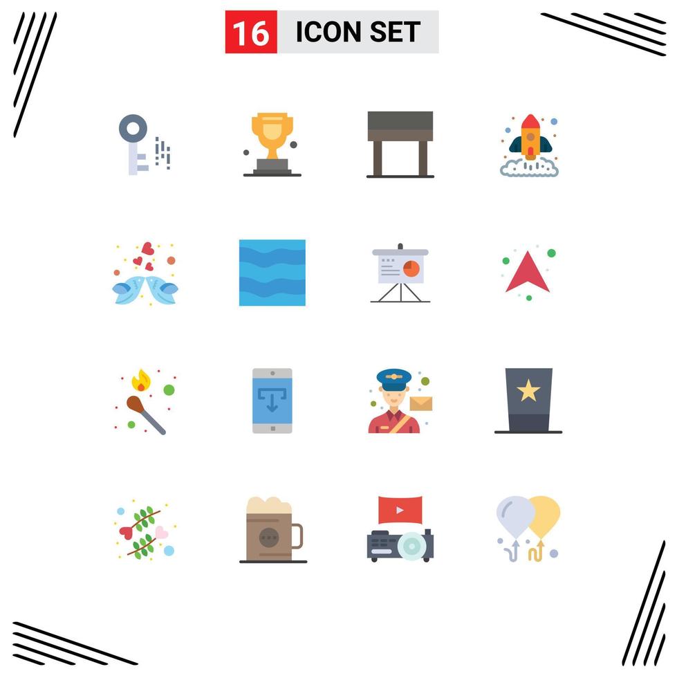 16 Flat Color concept for Websites Mobile and Apps heart kissing interior startup marketing Editable Pack of Creative Vector Design Elements