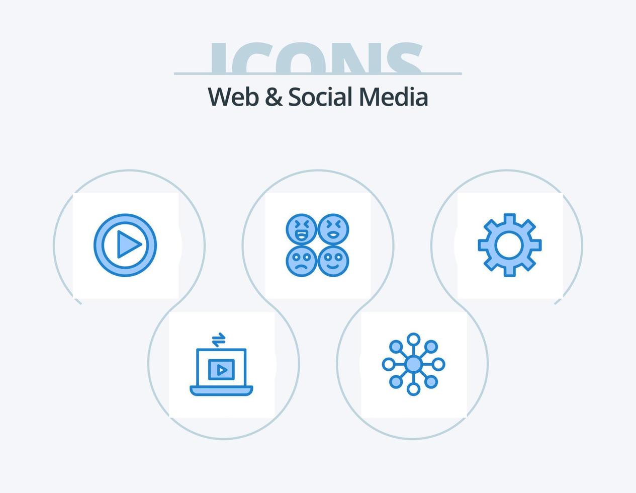 web y social medios de comunicación azul icono paquete 5 5 icono diseño. . ajuste. jugar. engranaje. triste vector