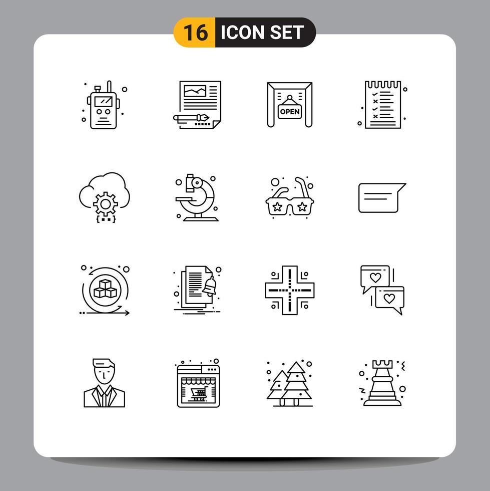 Pack of 16 creative Outlines of coding options pen menu food Editable Vector Design Elements