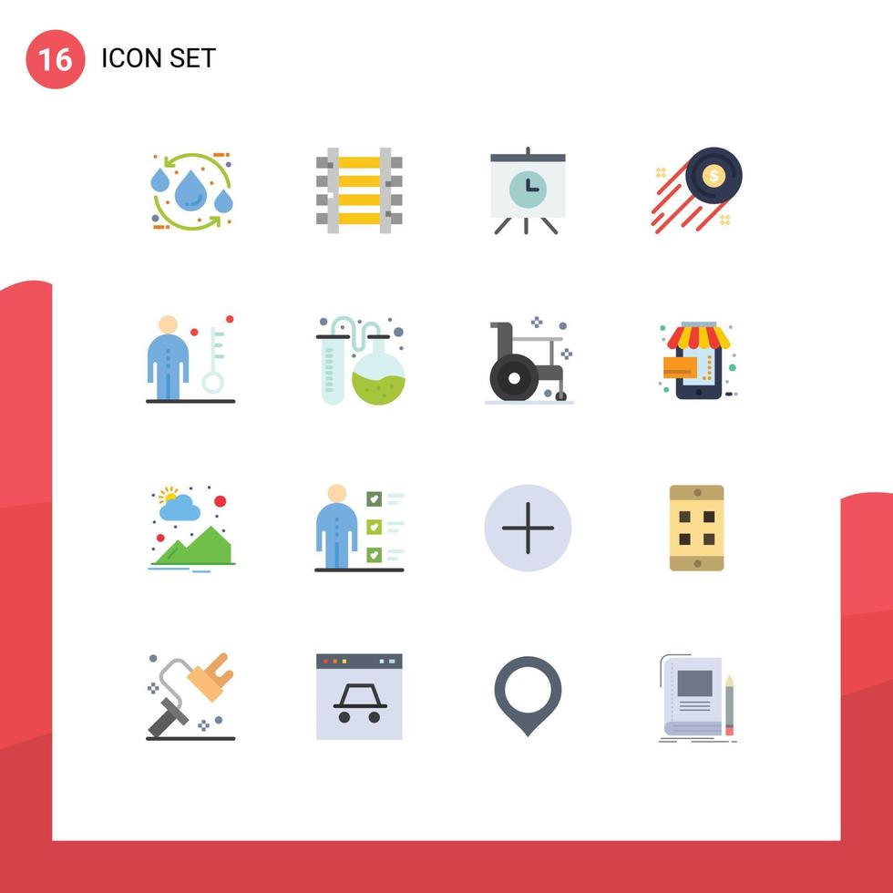 Pictogram Set of 16 Simple Flat Colors of human investment transportation growth business Editable Pack of Creative Vector Design Elements