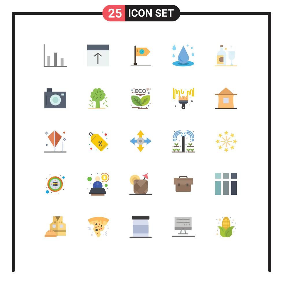 Modern Set of 25 Flat Colors and symbols such as liquid drop success sign goal Editable Vector Design Elements