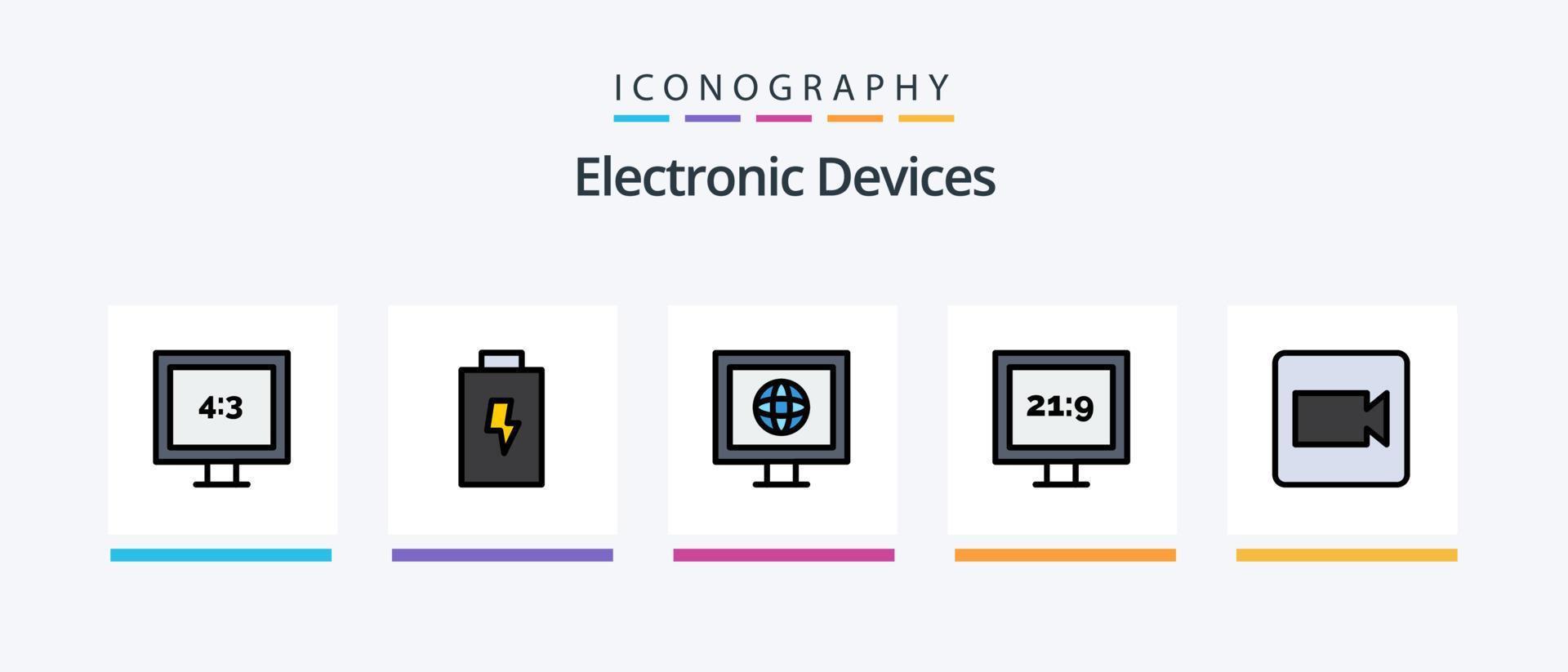 Devices Line Filled 5 Icon Pack Including . devices. electric. Creative Icons Design vector