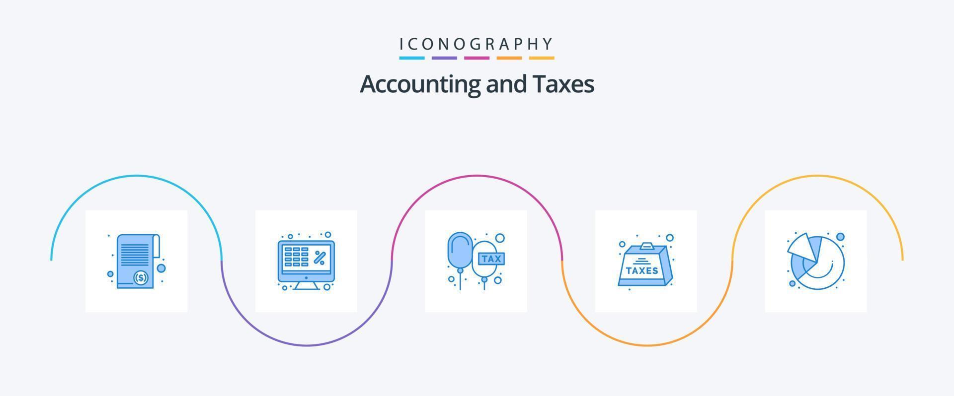 Taxes Blue 5 Icon Pack Including heavy. charge. laptop. rate. floating vector