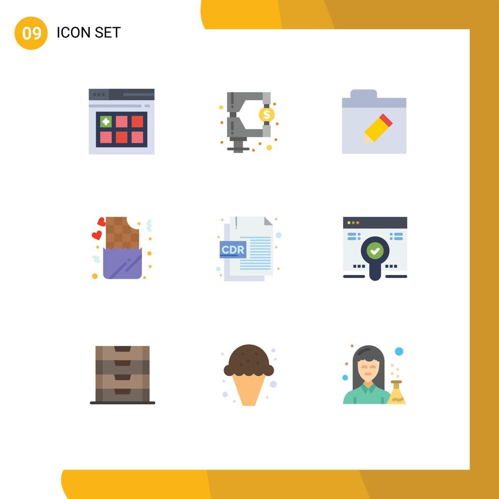 Set of 9 Commercial Flat Colors pack for file format cdr format folder cdr file love Editable Vector Design Elements