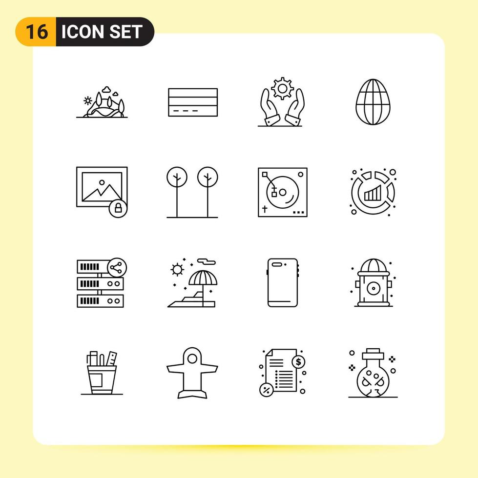 16 Outline concept for Websites Mobile and Apps holiday egg finance solutions development Editable Vector Design Elements