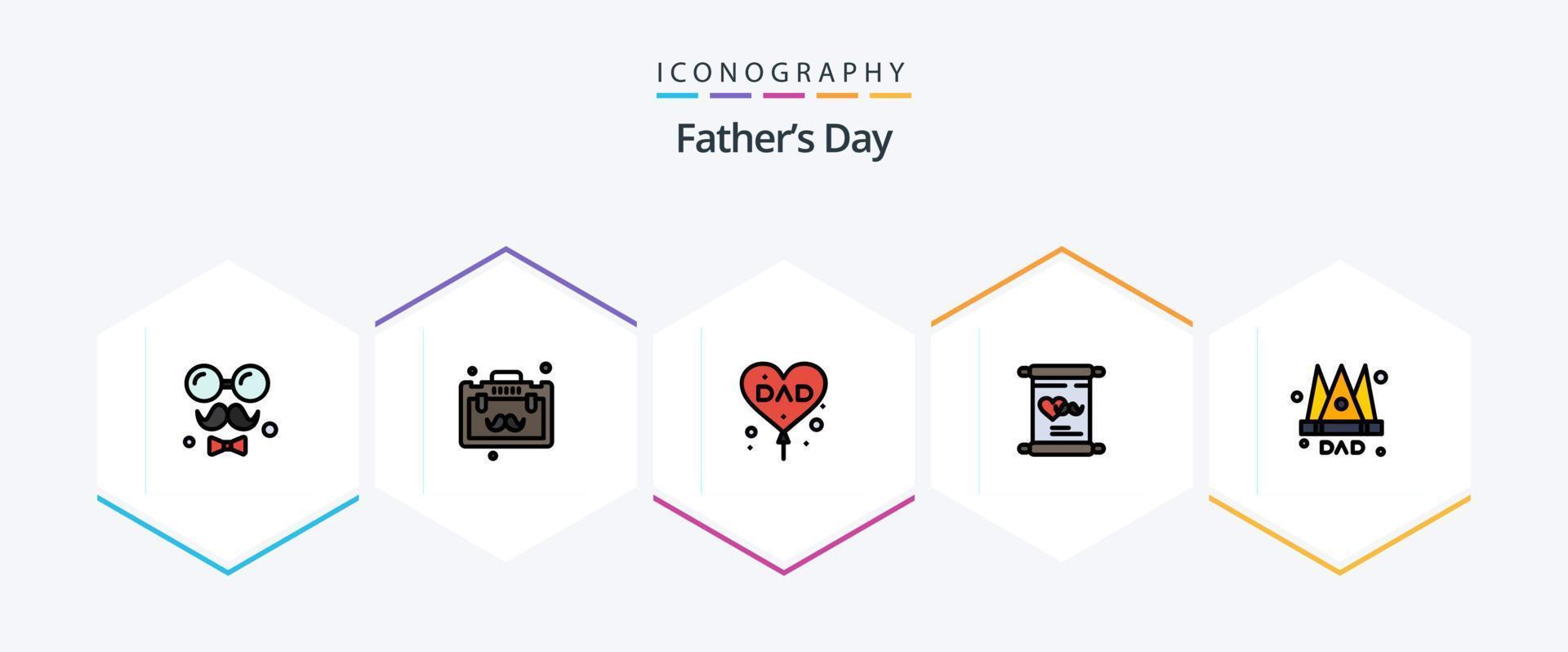 Fathers Day 25 FilledLine icon pack including day. love. travel. invitation. fathers day vector