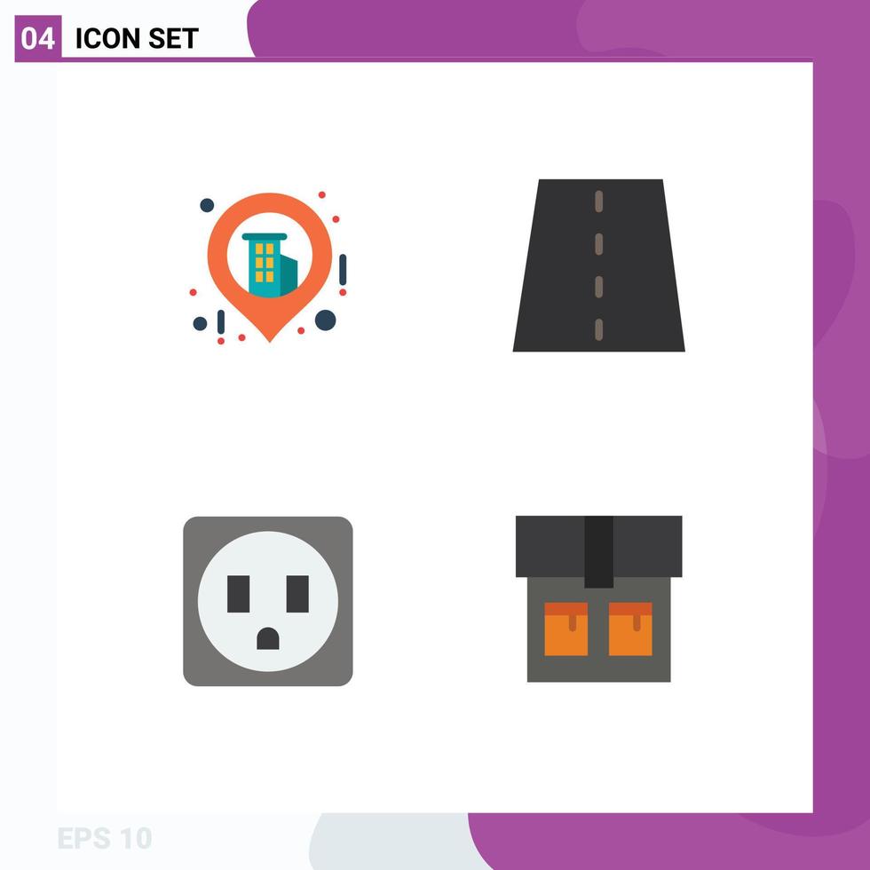 Universal Icon Symbols Group of 4 Modern Flat Icons of business socket driveway path fashion Editable Vector Design Elements