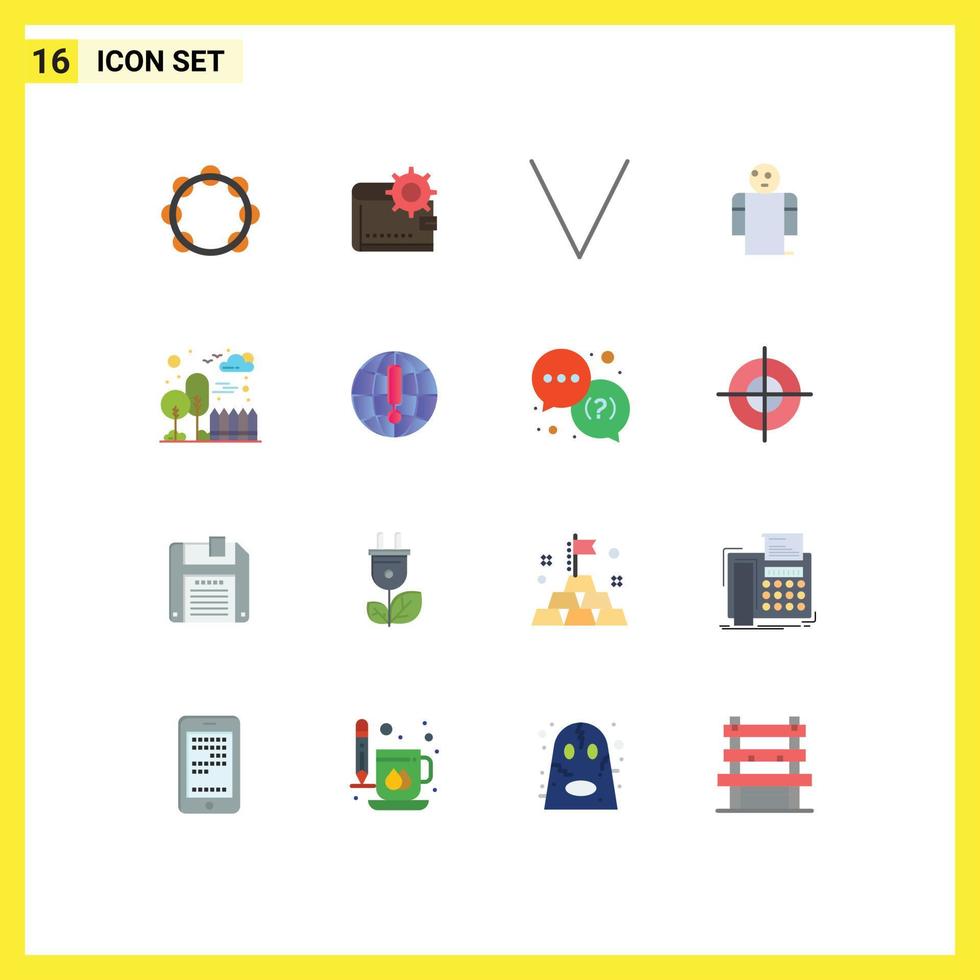 Flat Color Pack of 16 Universal Symbols of open arms money down arrow Editable Pack of Creative Vector Design Elements