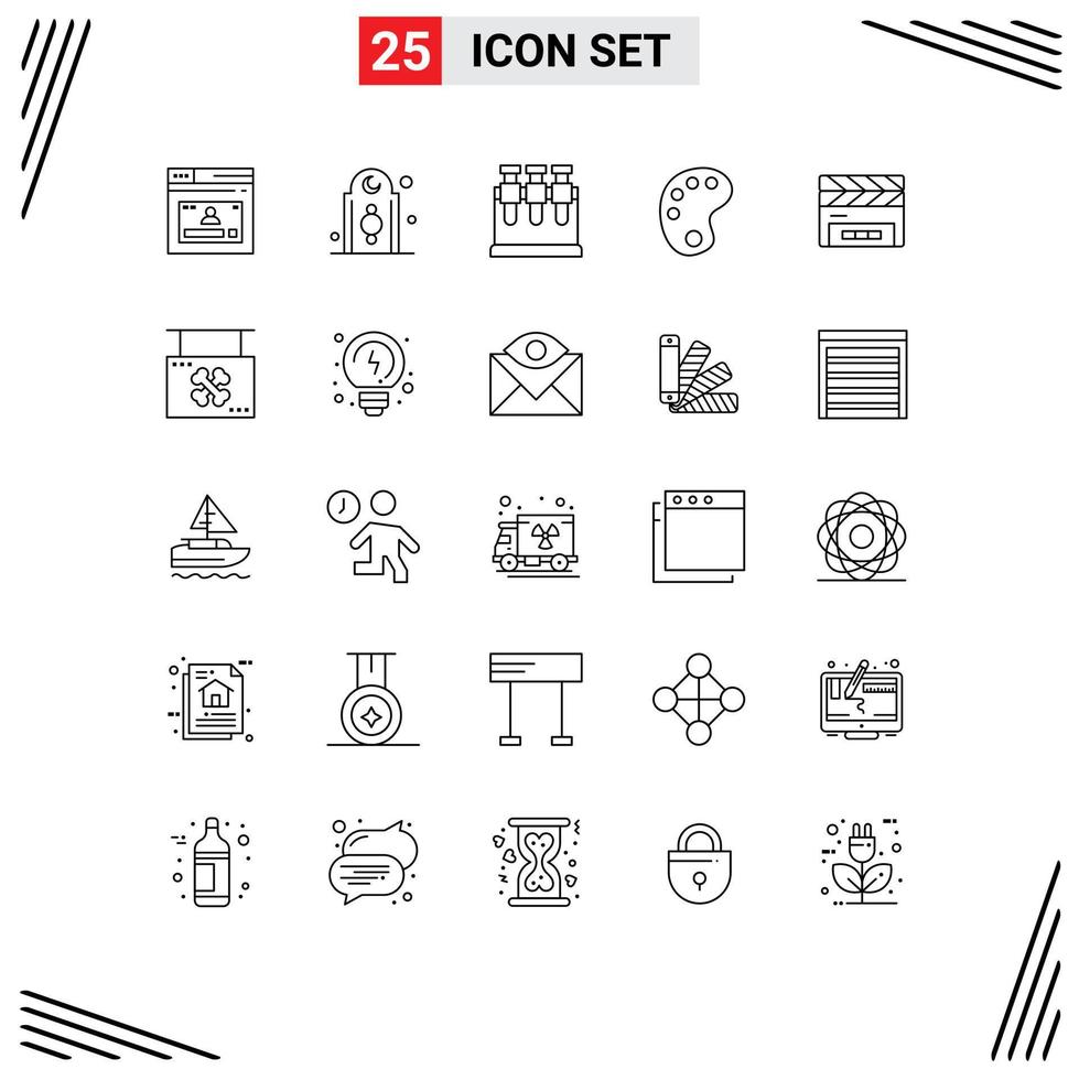 Modern Set of 25 Lines and symbols such as clapper paint tower education science Editable Vector Design Elements
