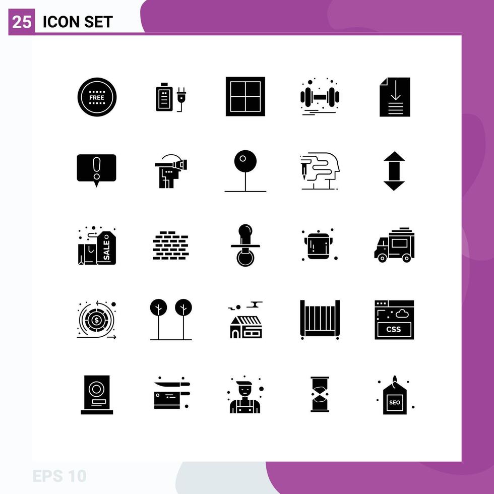 25 Solid Glyph concept for Websites Mobile and Apps health gym education dumbbell interior Editable Vector Design Elements