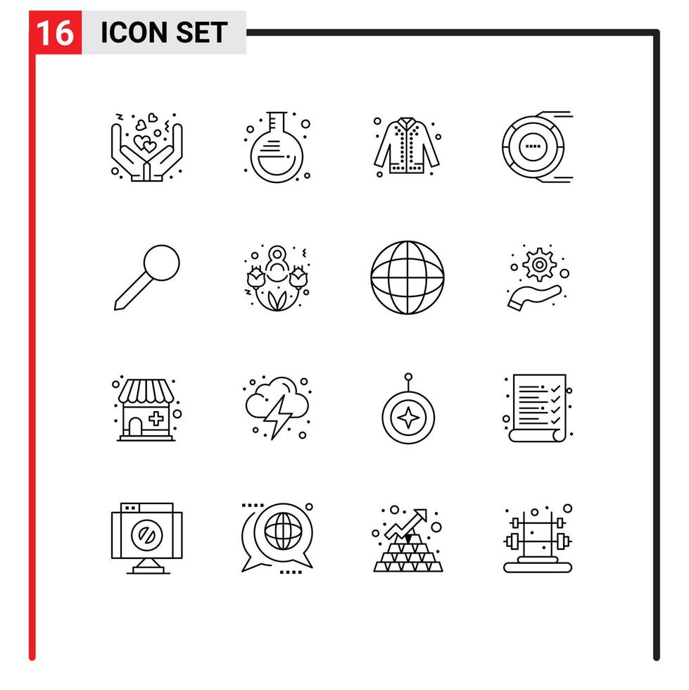 Pictogram Set of 16 Simple Outlines of resource diagram jacket analysis eid Editable Vector Design Elements