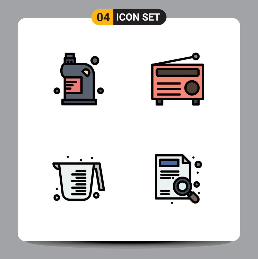 Stock Vector Icon Pack of 4 Line Signs and Symbols for clean baking fluid fm jug Editable Vector Design Elements