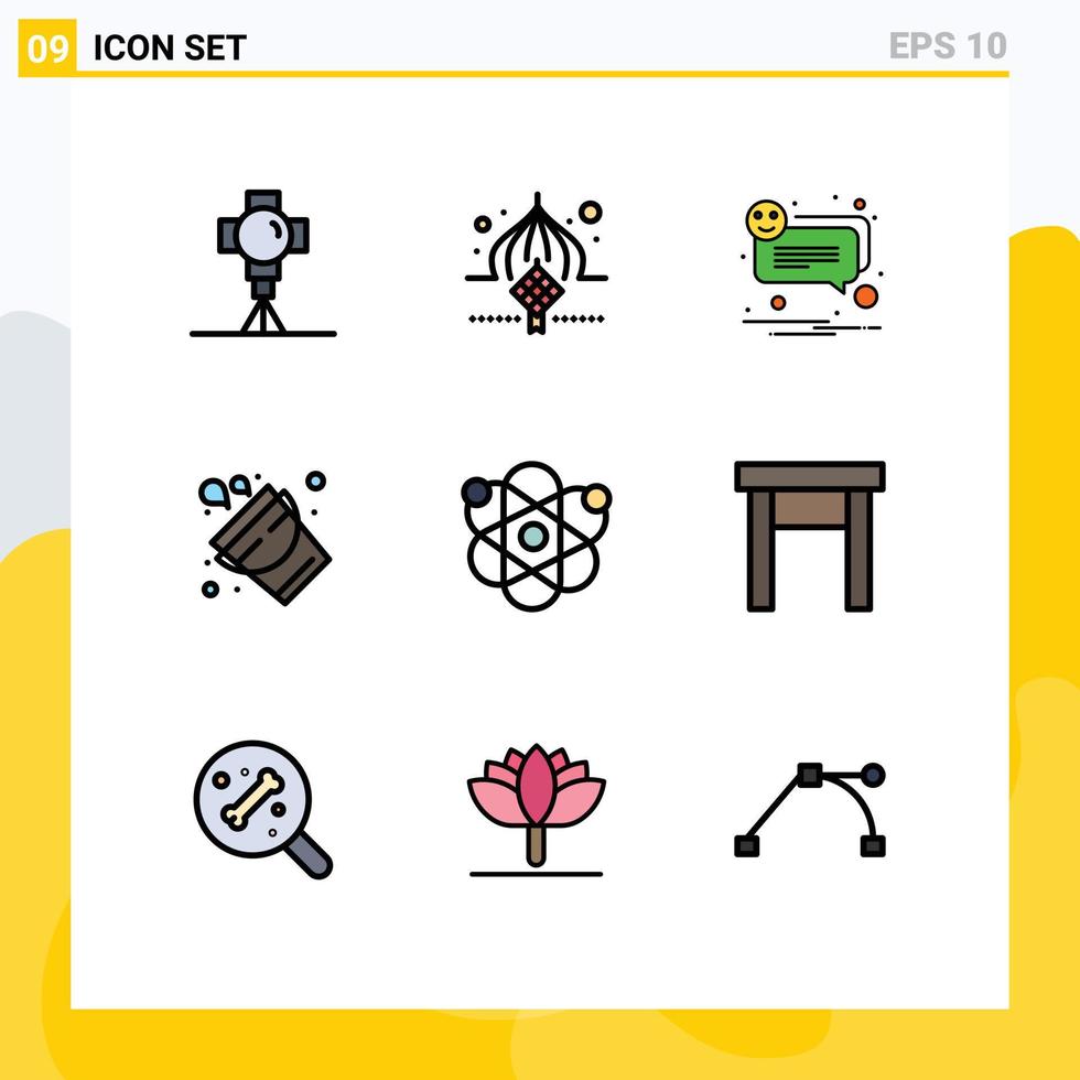 Universal Icon Symbols Group of 9 Modern Filledline Flat Colors of tool fire ribbon bucket notification Editable Vector Design Elements