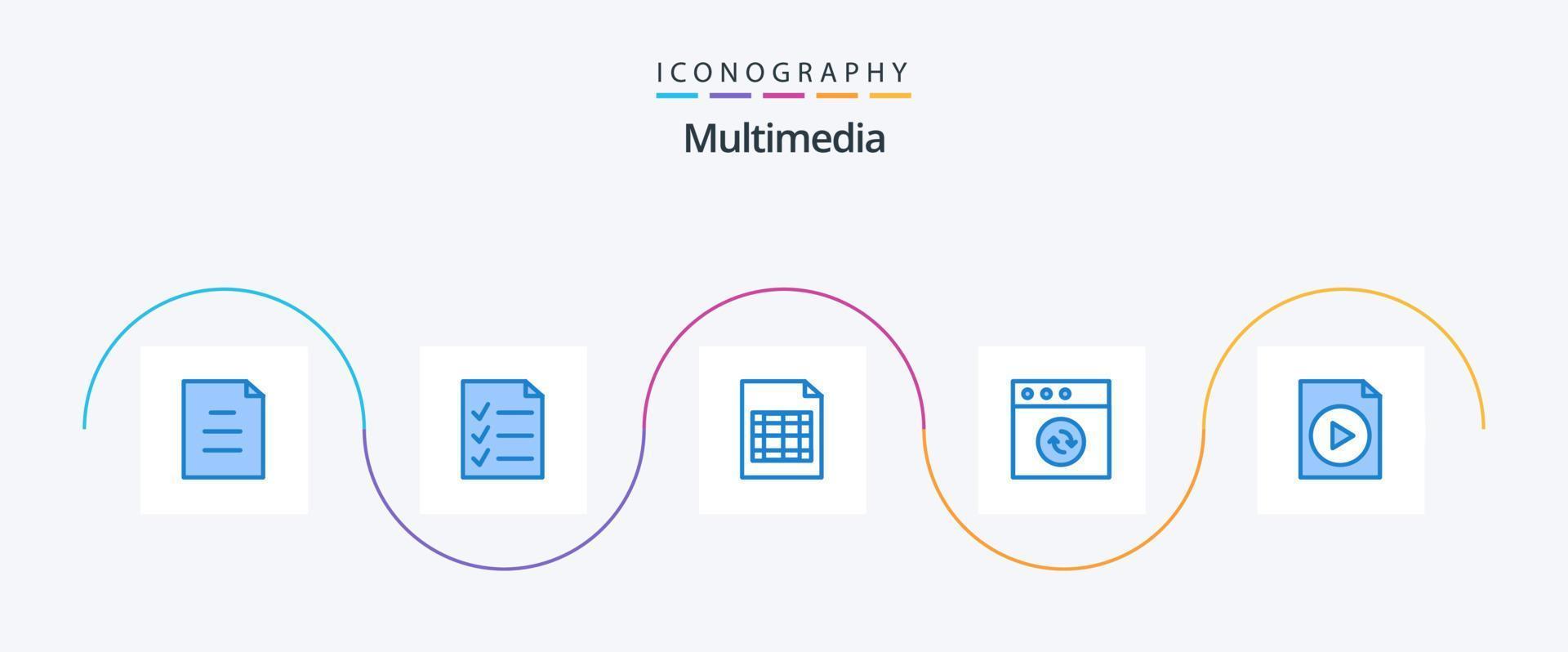 Multimedia Blue 5 Icon Pack Including . table. video. document vector