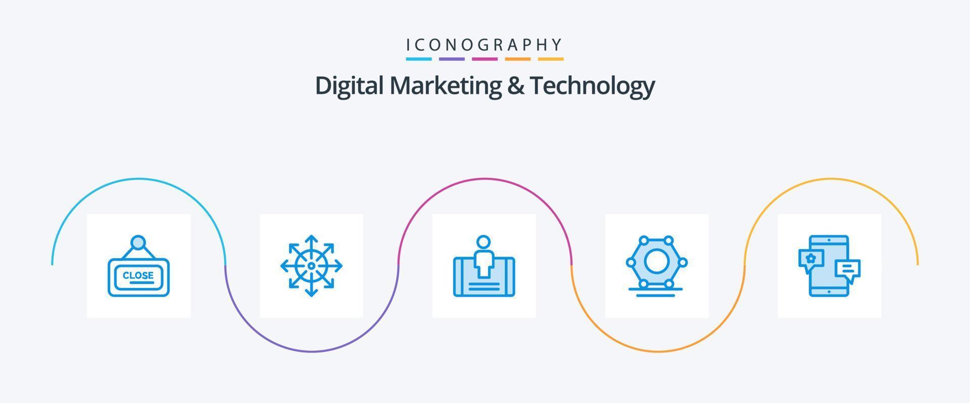 Digital Marketing And Technology Blue 5 Icon Pack Including community. super connected. platform. network. social vector