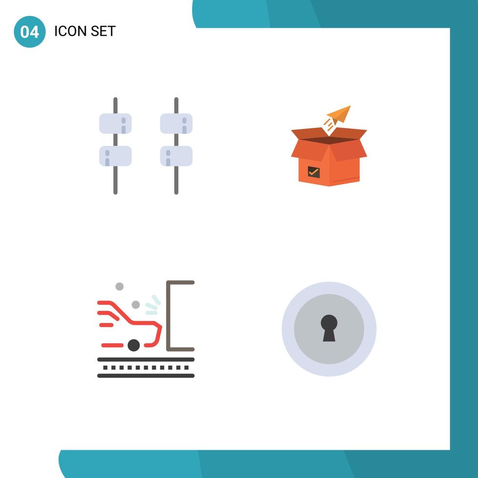 User Interface Pack of 4 Basic Flat Icons of food startup box product release navigation Editable Vector Design Elements