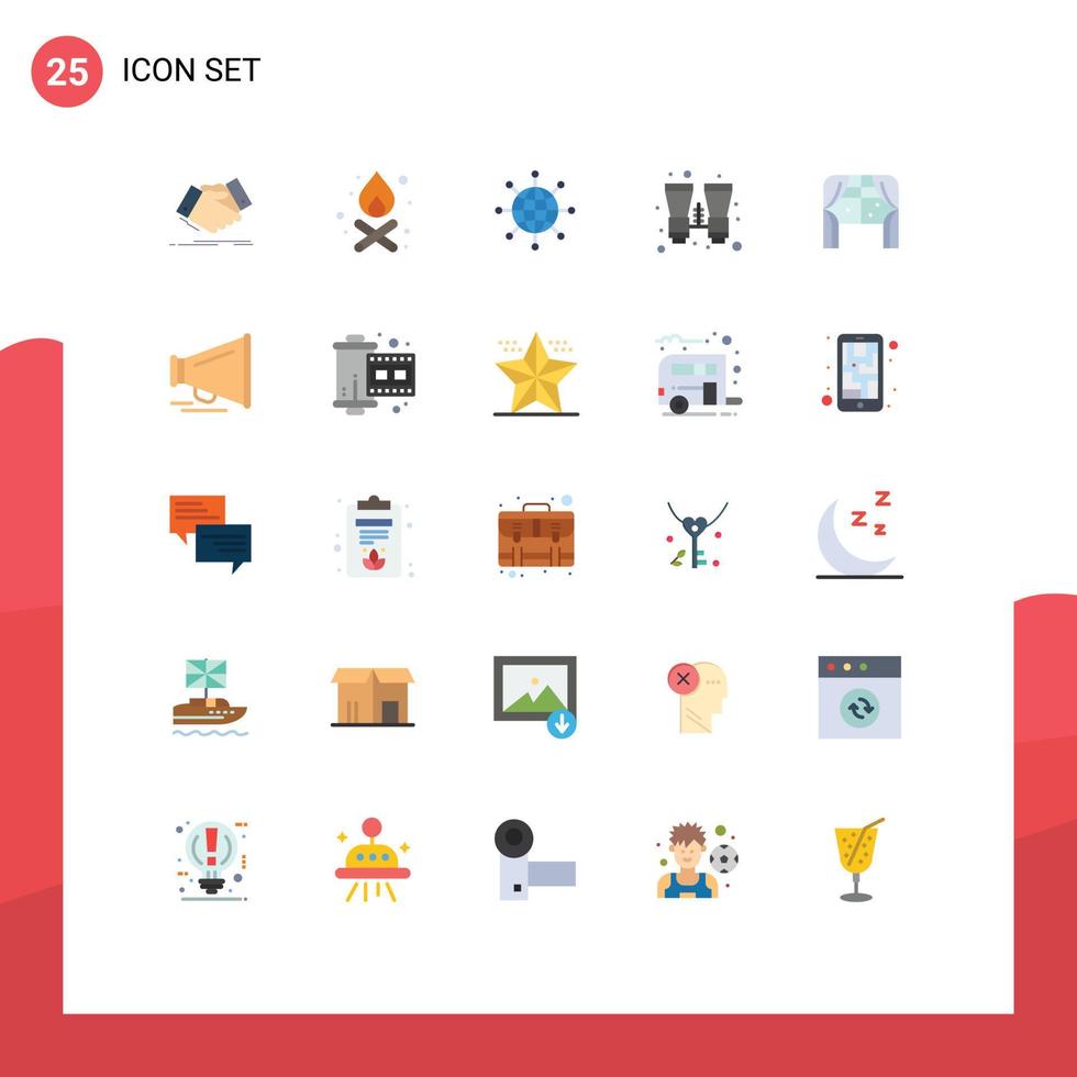 Pictogram Set of 25 Simple Flat Colors of furniture search connect binoculars web Editable Vector Design Elements