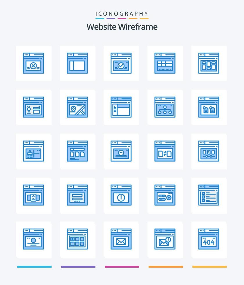 Creative Website Wireframe 25 Blue icon pack  Such As page. website. web. web. internet vector
