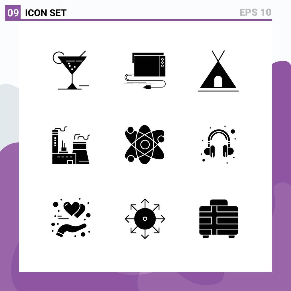 9 Creative Icons Modern Signs and Symbols of science factory sound construction travel Editable Vector Design Elements