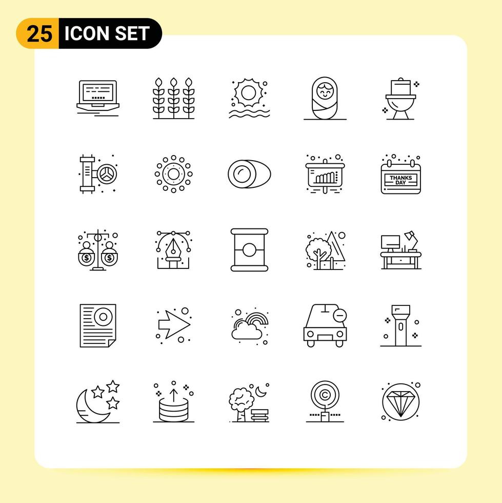 Set of 25 Modern UI Icons Symbols Signs for plumbing mechanical swimming washroom cleaning Editable Vector Design Elements