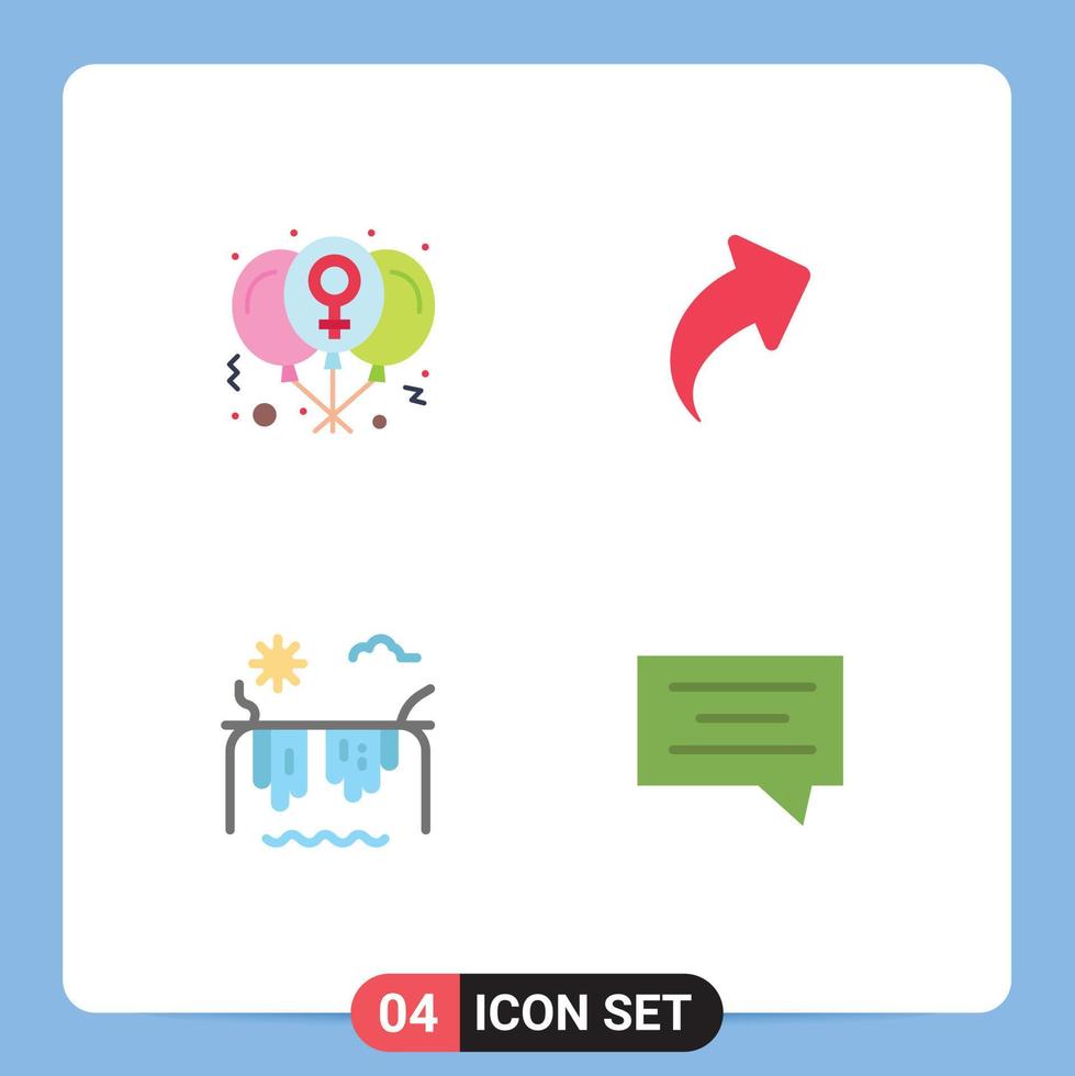 Modern Set of 4 Flat Icons Pictograph of balloon mountains love up sun Editable Vector Design Elements