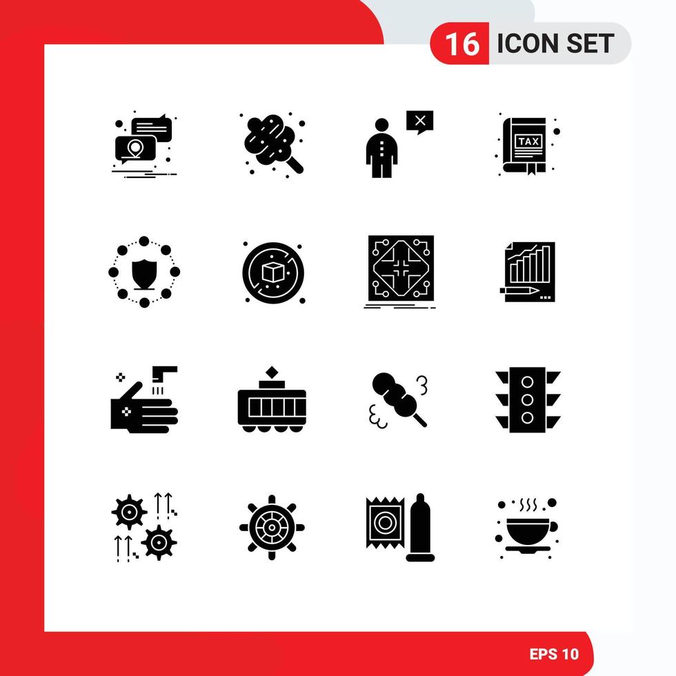 16 Thematic Vector Solid Glyphs and Editable Symbols of tax book business book management Editable Vector Design Elements