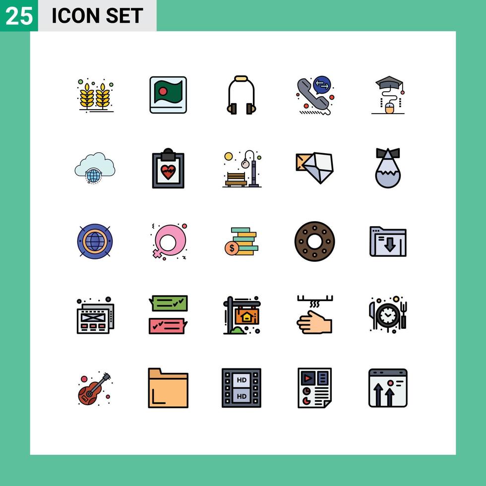 conjunto de 25 moderno ui íconos símbolos señales para en línea ratón auricular llamada llamada desviación editable vector diseño elementos