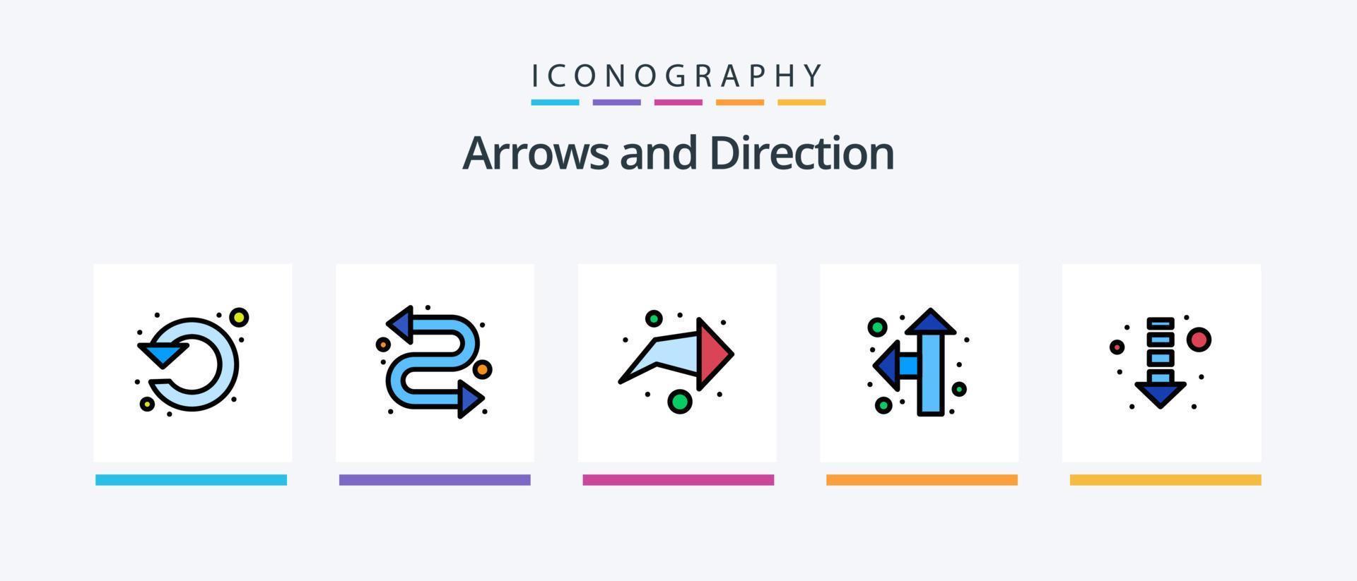 Arrow Line Filled 5 Icon Pack Including right arrow. refresh. up. right up. direction. Creative Icons Design vector