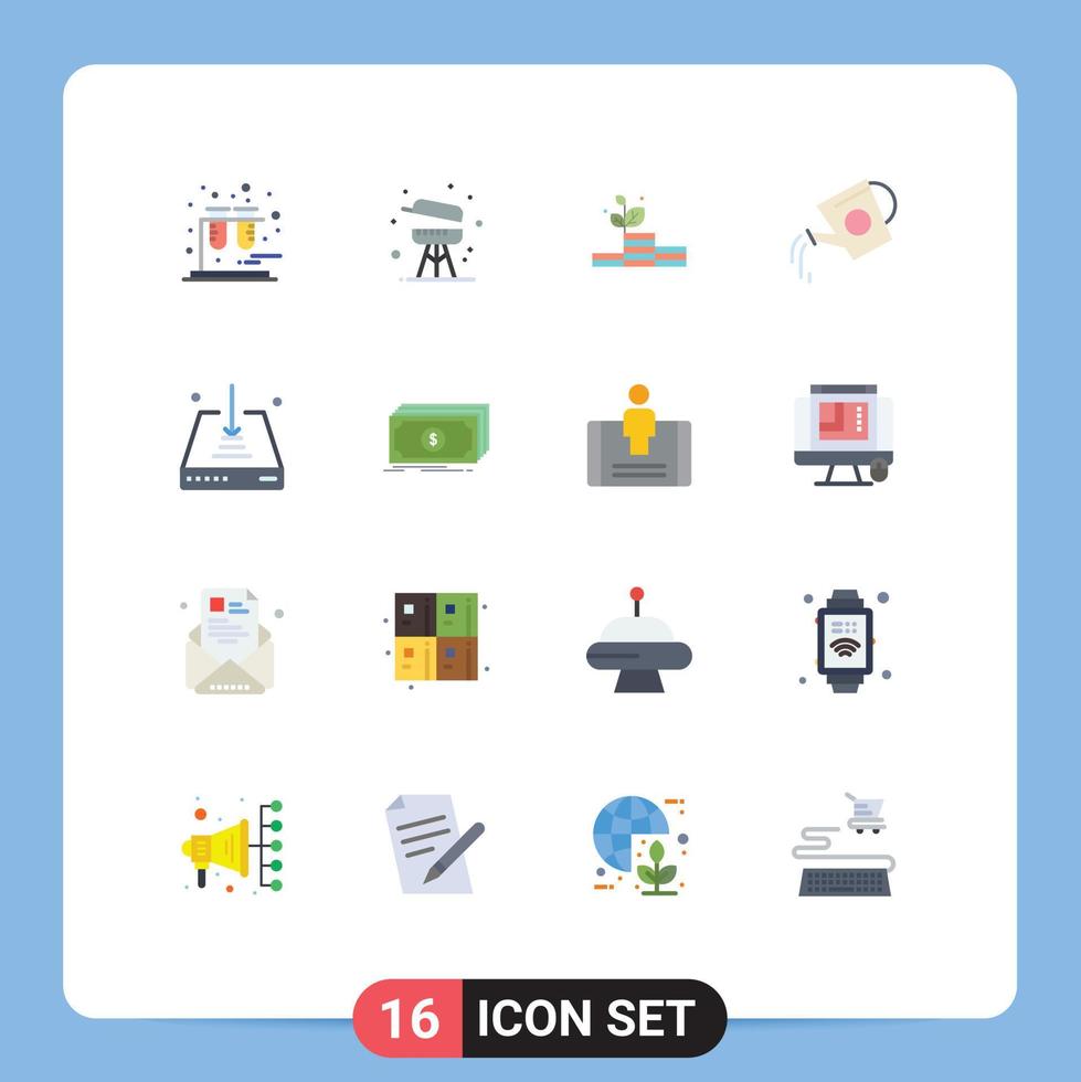 Set of 16 Modern UI Icons Symbols Signs for down water growth tank beverage Editable Pack of Creative Vector Design Elements
