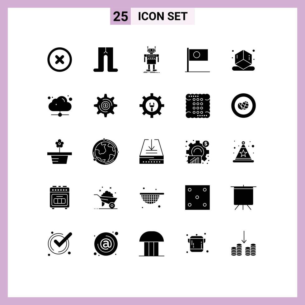 Solid Glyph Pack of 25 Universal Symbols of printing flag artificial country bangla Editable Vector Design Elements