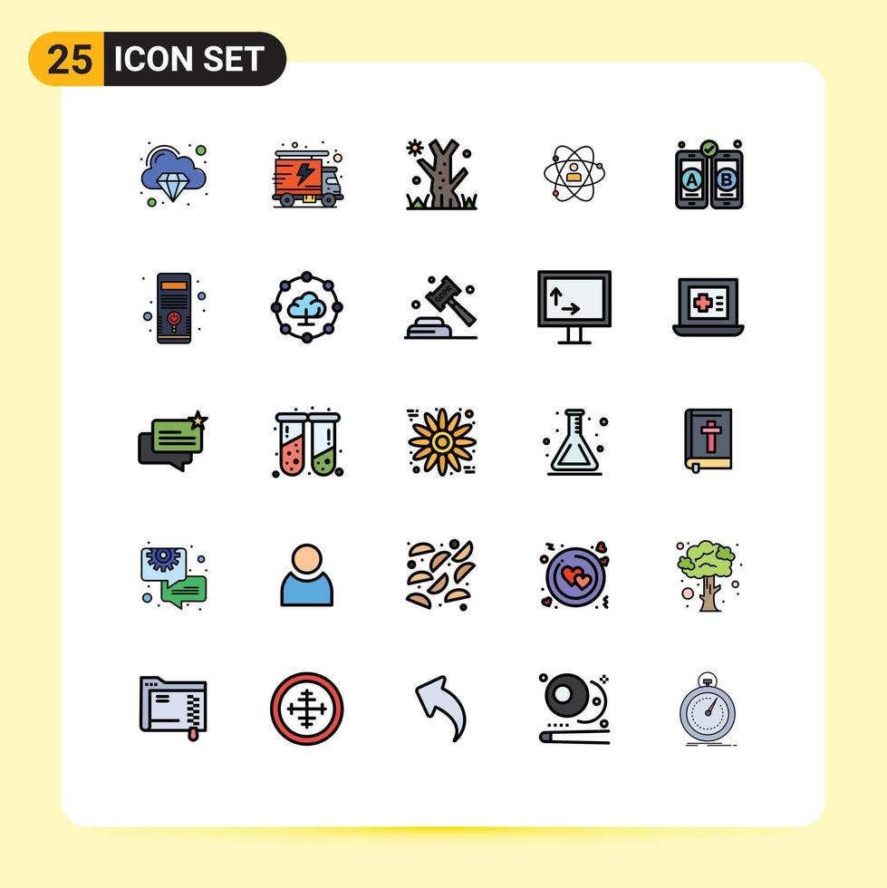 Set of 25 Modern UI Icons Symbols Signs for development power holiday personal human Editable Vector Design Elements