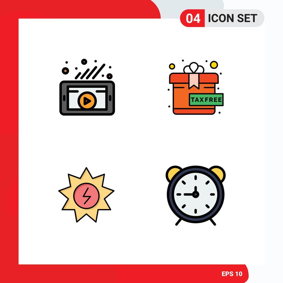 Stock Vector Icon Pack of 4 Line Signs and Symbols for marketing energy social network present clock Editable Vector Design Elements