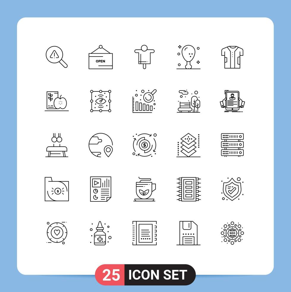 Stock Vector Icon Pack of 25 Line Signs and Symbols for cloth leg agriculture holiday dinner Editable Vector Design Elements