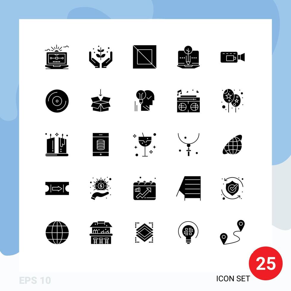 25 Thematic Vector Solid Glyphs and Editable Symbols of cam organic content give content diagonal Editable Vector Design Elements