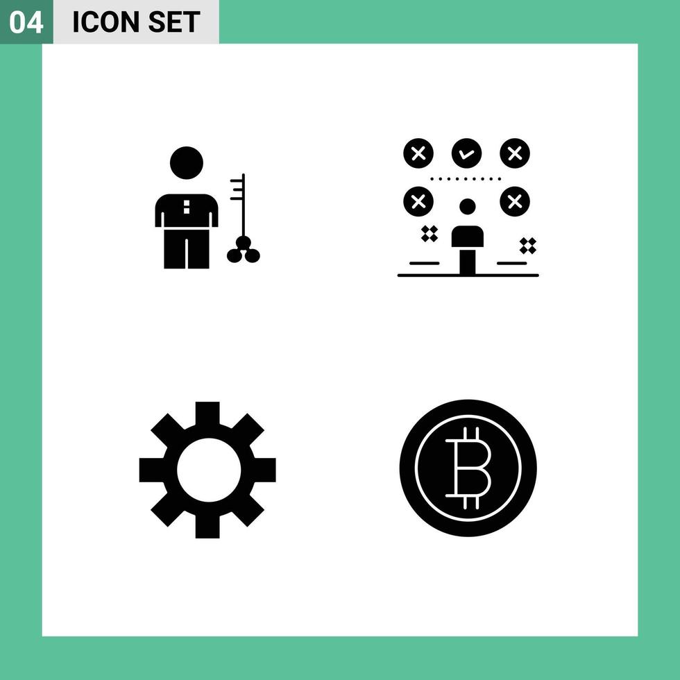 4 Creative Icons Modern Signs and Symbols of solution man man security exams Editable Vector Design Elements