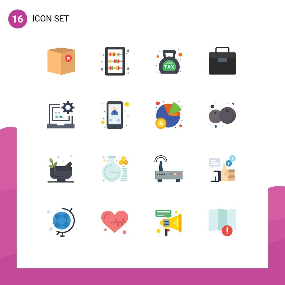 16 Flat Color concept for Websites Mobile and Apps toolbox equipment learning box money Editable Pack of Creative Vector Design Elements