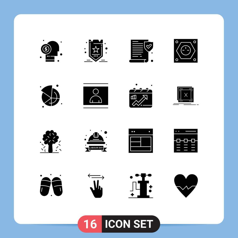 16 Solid Glyph concept for Websites Mobile and Apps chart power tag plug electric Editable Vector Design Elements