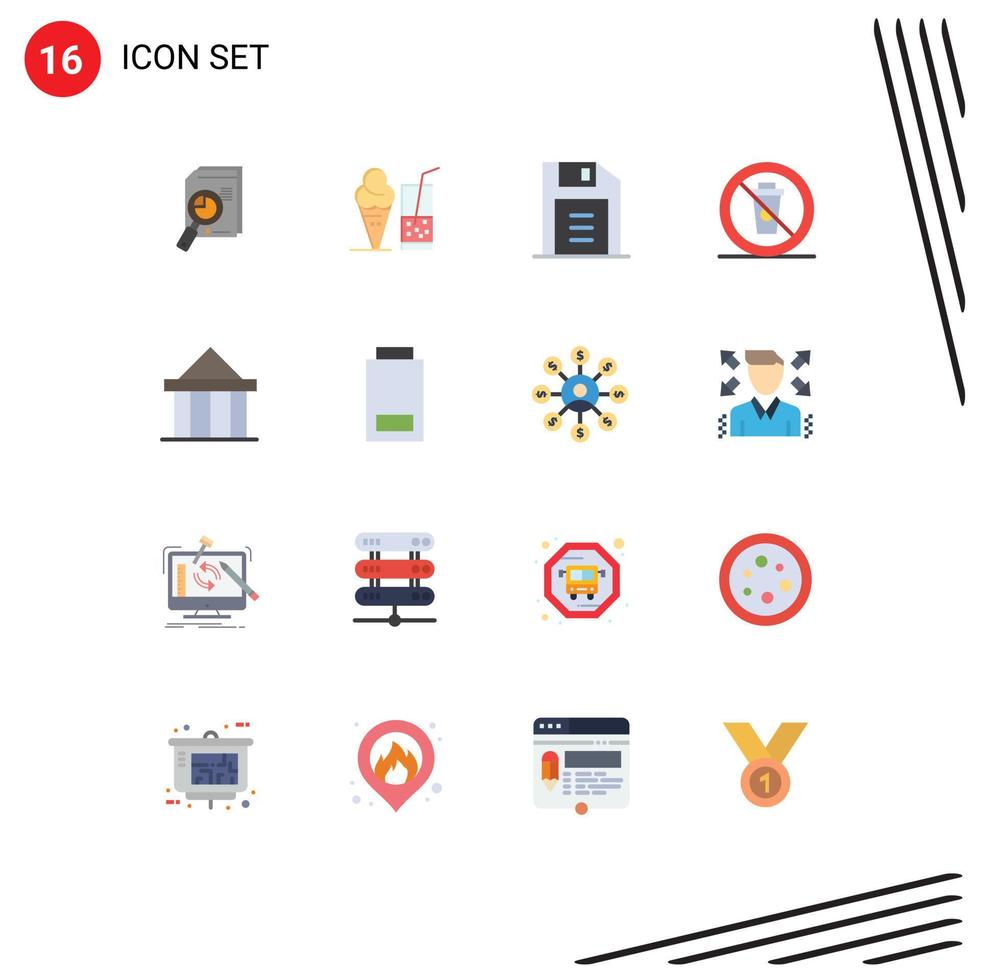 Universal Icon Symbols Group of 16 Modern Flat Colors of no diet ice cream and office Editable Pack of Creative Vector Design Elements