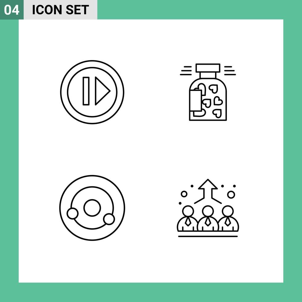 Modern Set of 4 Filledline Flat Colors and symbols such as audio atom resume cookies chemistry Editable Vector Design Elements