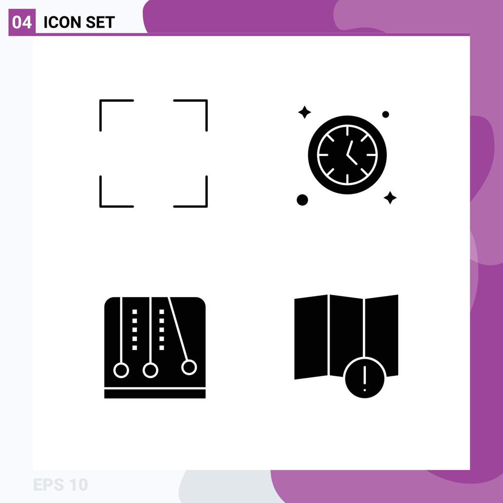 4 User Interface Solid Glyph Pack of modern Signs and Symbols of full video game watch development map Editable Vector Design Elements