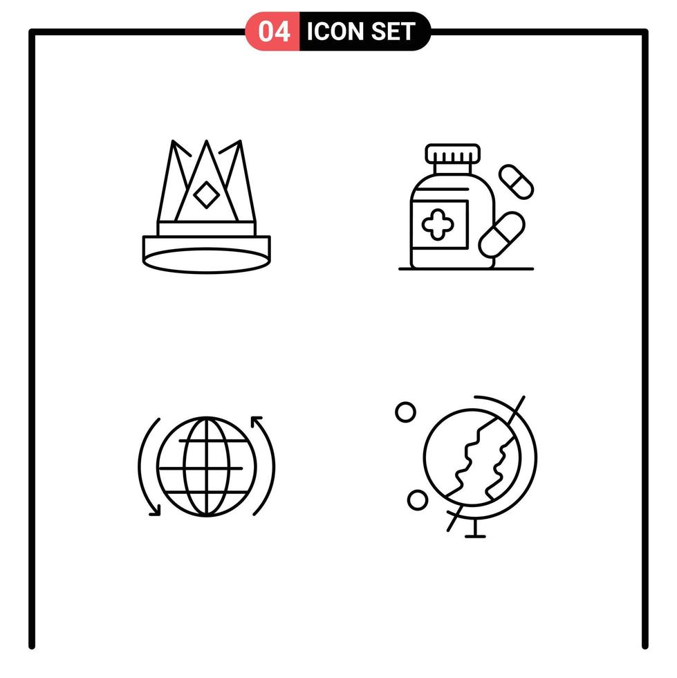 User Interface Pack of 4 Basic Filledline Flat Colors of crown global first medical internet Editable Vector Design Elements