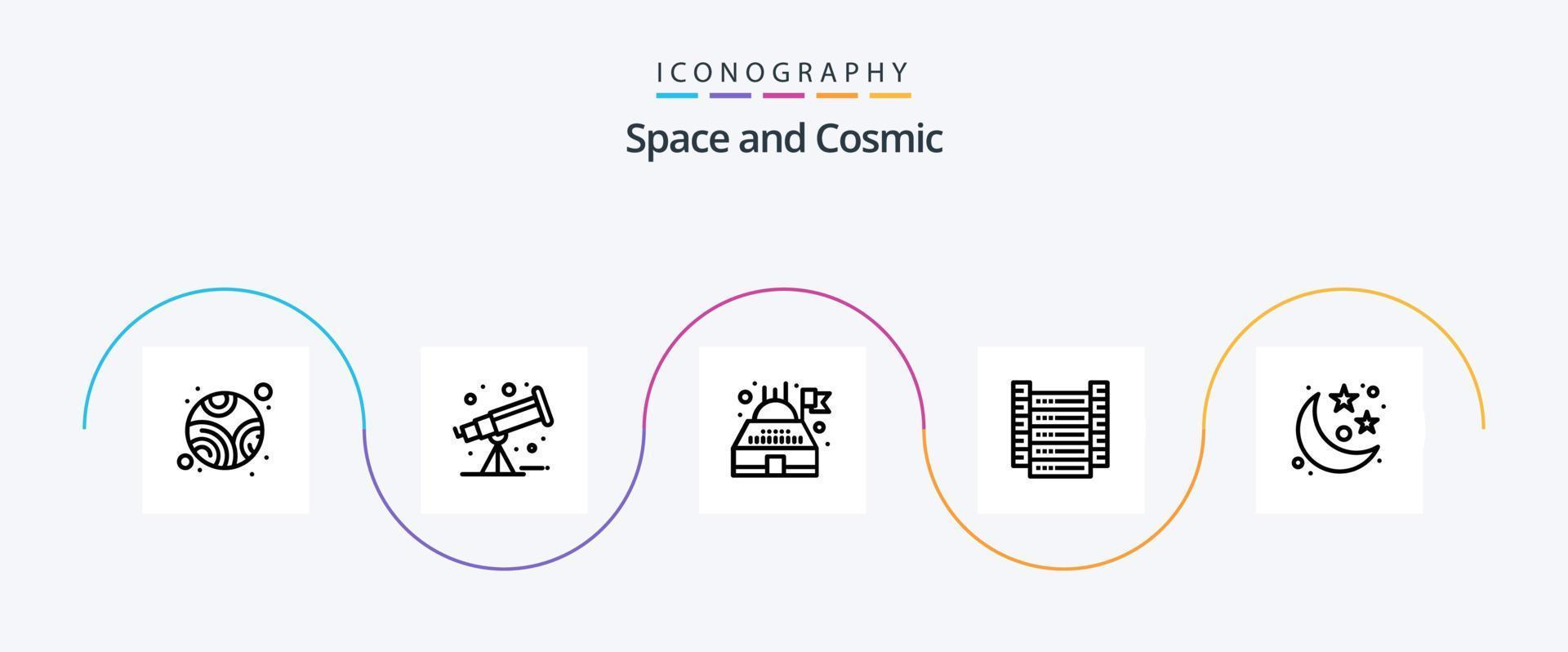 espacio línea 5 5 icono paquete incluso . espacio. planetario. planeta. servidores vector