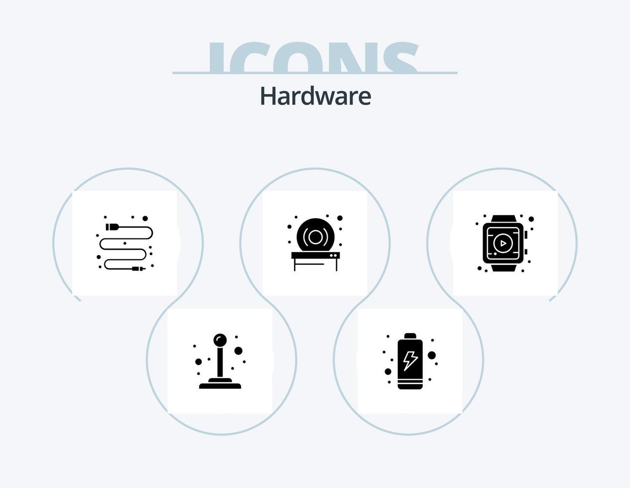 Hardware Glyph Icon Pack 5 Icon Design. . . usb. watch. play vector