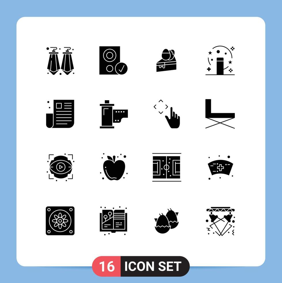 Universal Icon Symbols Group of 16 Modern Solid Glyphs of news transformation cake magician magic Editable Vector Design Elements