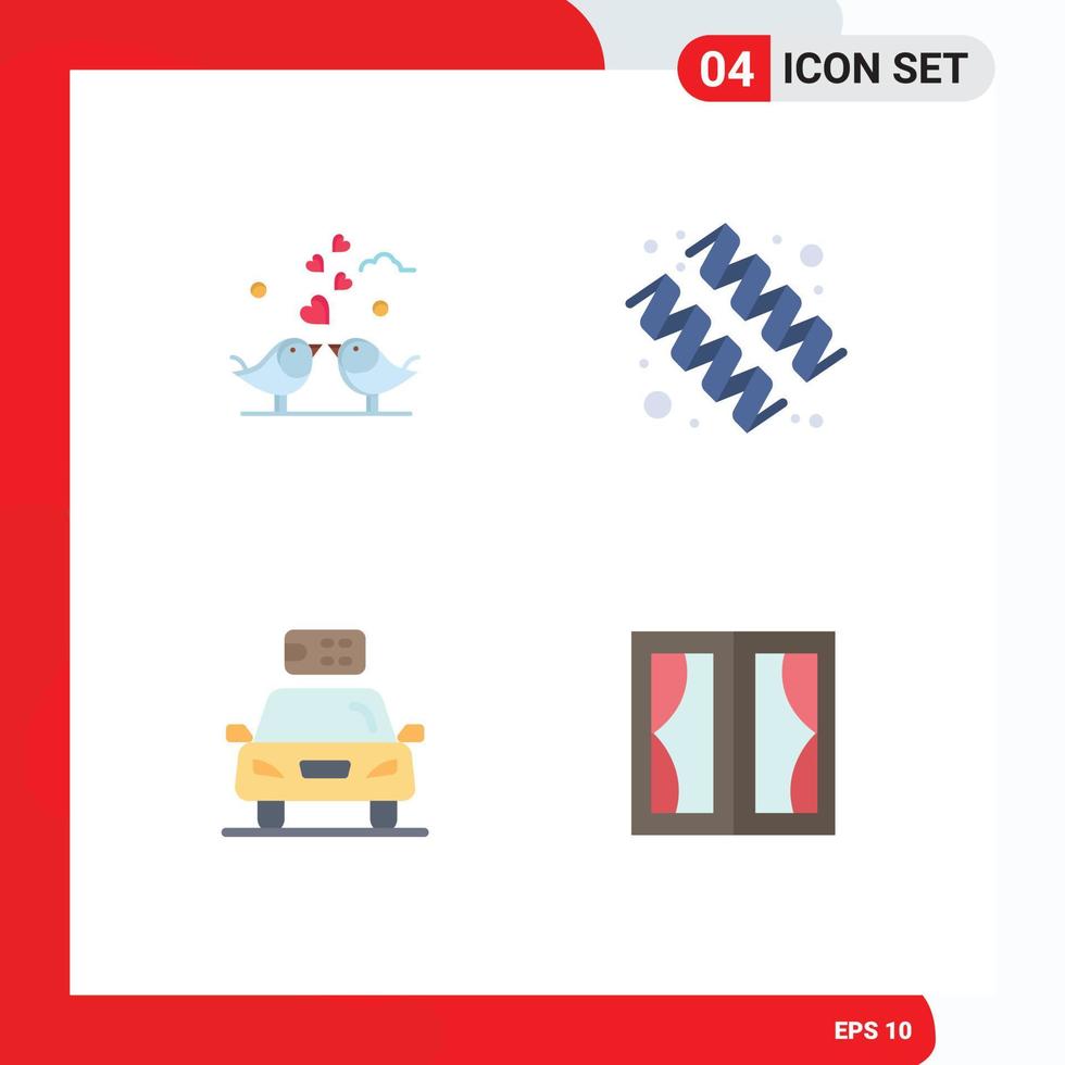 Stock Vector Icon Pack of 4 Line Signs and Symbols for bride car loving protein electric Editable Vector Design Elements