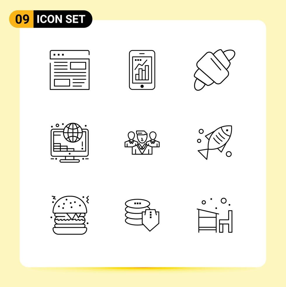 9 Universal Outline Signs Symbols of coins online mobile investment food Editable Vector Design Elements