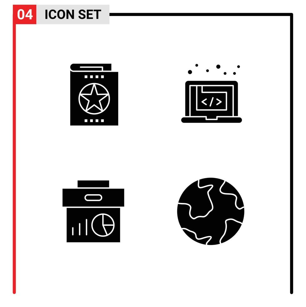 sólido glifo paquete de universal símbolos de libro software conocimiento código datos editable vector diseño elementos