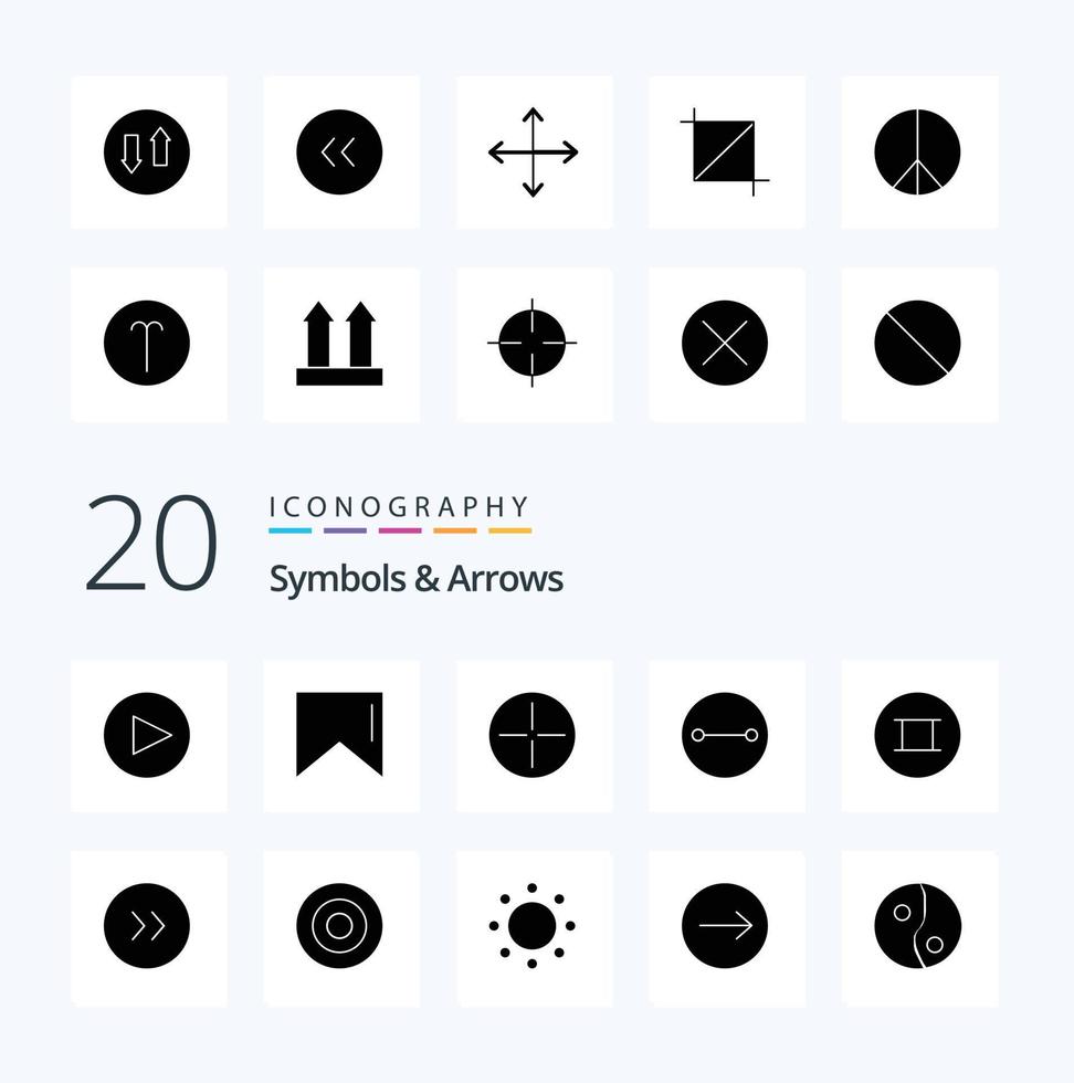 20 Symbols  Arrows Solid Glyph icon Pack like symbols sign circle commitment symbolism vector